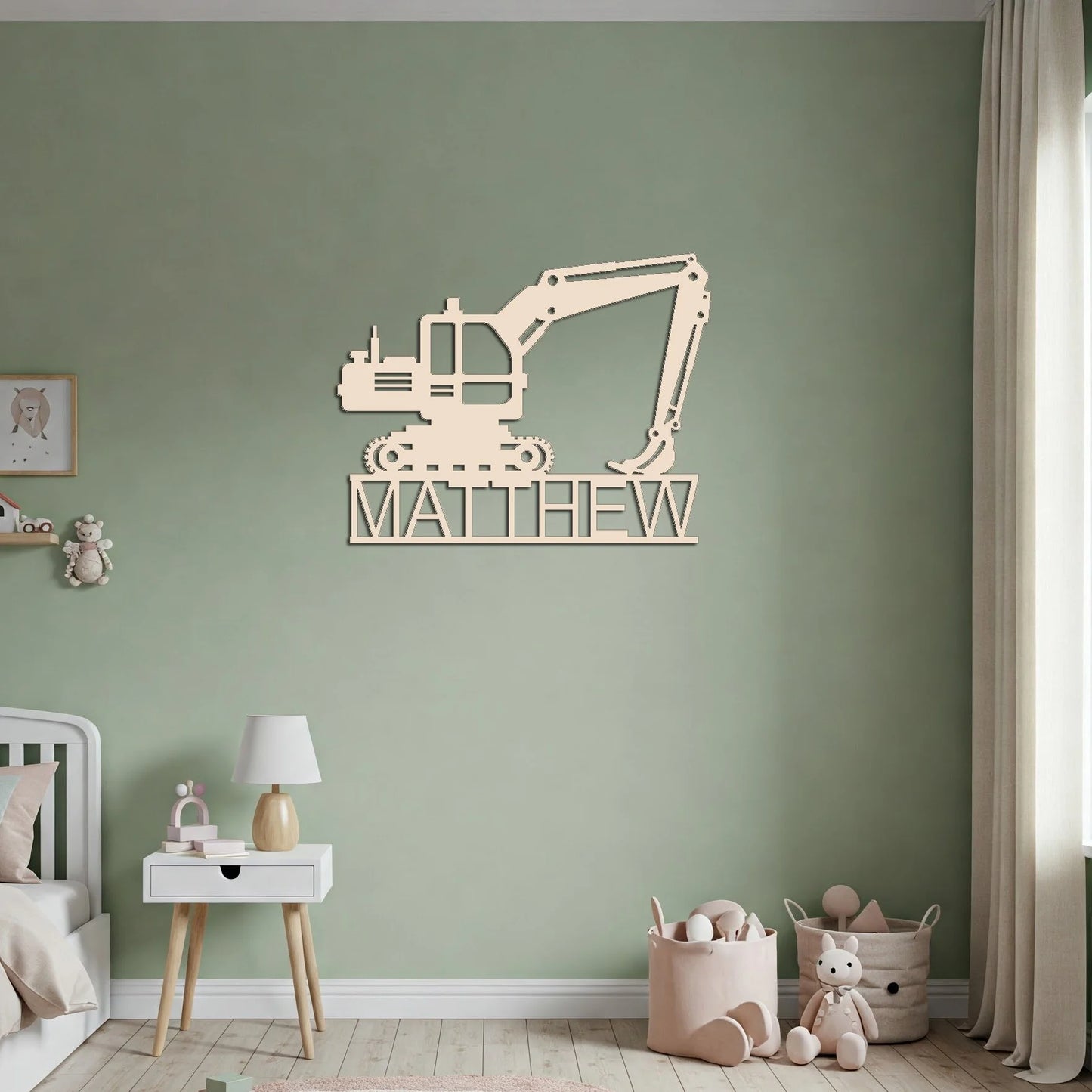 Digger Wall Decor - Personalized Name Plate
