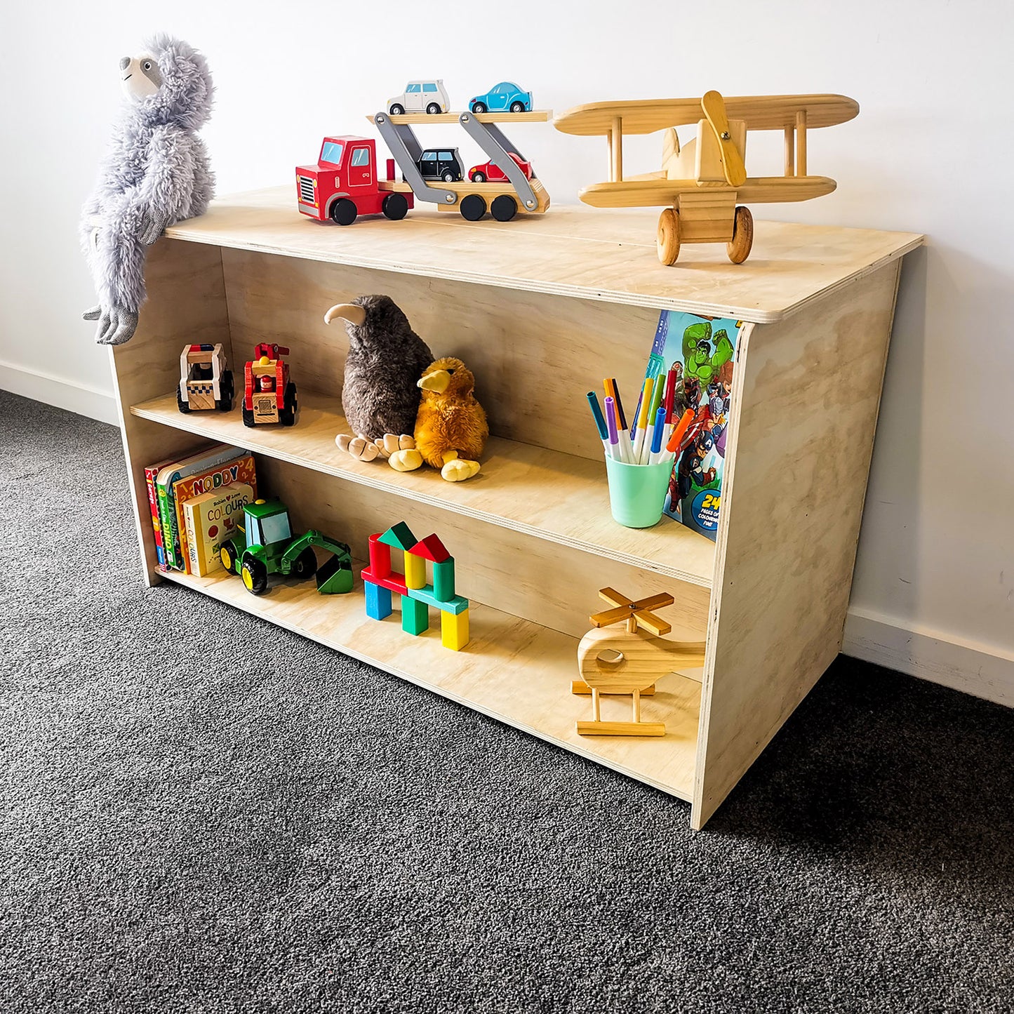 Montessori Toy Shelf with Hidden Storage