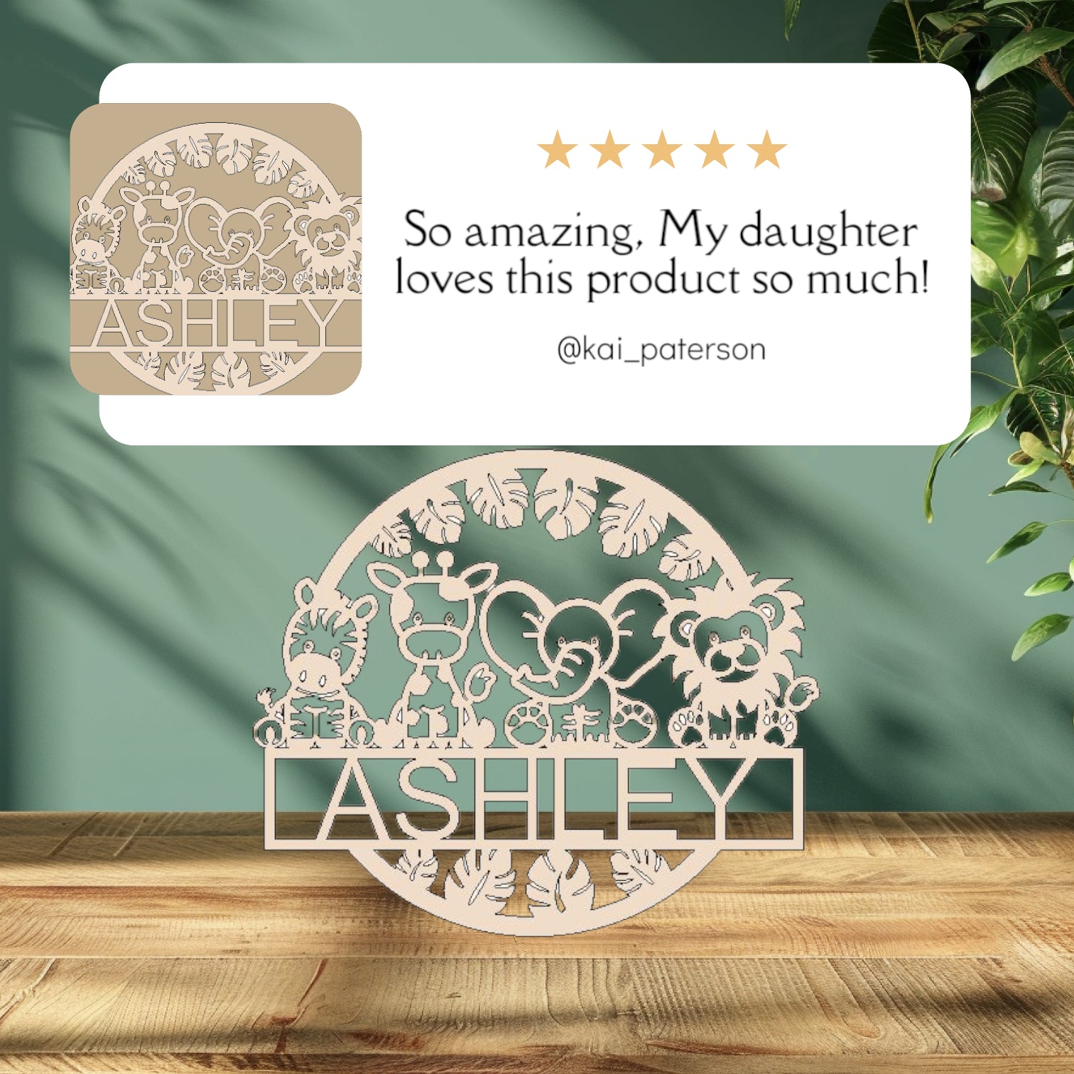 Custom Safari Animal Wall Decor - Personalized Name Plate